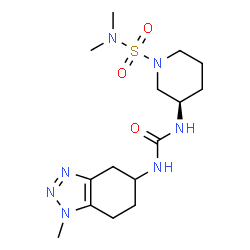ChemSpider 2D Image | (3R)-N,N-Dimethyl-3-{[(1-methyl-4,5,6,7-tetrahydro-1H-benzotriazol-5-yl)carbamoyl]amino}-1-piperidinesulfonamide | C15H27N7O3S