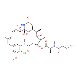 ChemSpider 2D Image | (1S,2R,3R,5S,6R,16E,18Z,20R,21S)-11-Chloro-21-hydroxy-12,20-dimethoxy-2,5,9,16-tetramethyl-8,23-dioxo-4,24-dioxa-9,22-diazatetracyclo[19.3.1.1~10,14~.0~3,5~]hexacosa-10(26),11,13,16,18-pentaen-6-yl (2
S)-2-[methyl(3-sulfanylpropanoyl)amino]propanoate (non-preferred name) | C35H48ClN3O10S