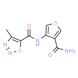 ChemSpider 2D Image | N-(4-Carbamoyl-3-thienyl)-4-methyl-1,2,3-thiadiazole-5-carboxamide | C9H8N4O2S2