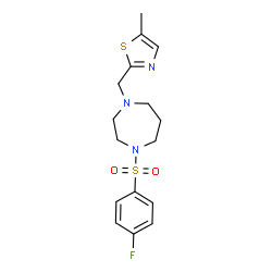 ChemSpider 2D Image | 1-[(4-Fluorophenyl)sulfonyl]-4-[(5-methyl-1,3-thiazol-2-yl)methyl]-1,4-diazepane | C16H20FN3O2S2