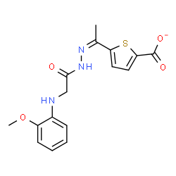 ChemSpider 2D Image | 5-[(1Z)-N-{[(2-Methoxyphenyl)amino]acetyl}ethanehydrazonoyl]-2-thiophenecarboxylate | C16H16N3O4S
