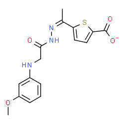 ChemSpider 2D Image | 5-[(1Z)-N-{[(3-Methoxyphenyl)amino]acetyl}ethanehydrazonoyl]-2-thiophenecarboxylate | C16H16N3O4S