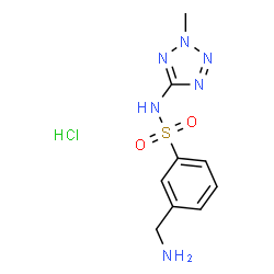 ChemSpider 2D Image | 3-(Aminomethyl)-N-(2-methyl-2H-tetrazol-5-yl)benzenesulfonamide hydrochloride (1:1) | C9H13ClN6O2S
