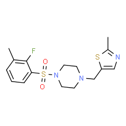 ChemSpider 2D Image | 1-[(2-Fluoro-3-methylphenyl)sulfonyl]-4-[(2-methyl-1,3-thiazol-5-yl)methyl]piperazine | C16H20FN3O2S2