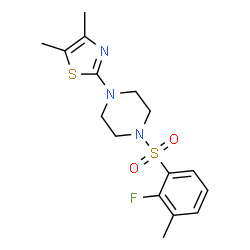 ChemSpider 2D Image | 1-(4,5-Dimethyl-1,3-thiazol-2-yl)-4-[(2-fluoro-3-methylphenyl)sulfonyl]piperazine | C16H20FN3O2S2