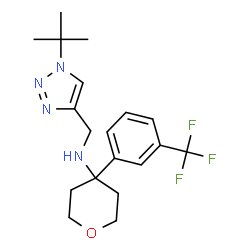 ChemSpider 2D Image | N-{[1-(2-Methyl-2-propanyl)-1H-1,2,3-triazol-4-yl]methyl}-4-[3-(trifluoromethyl)phenyl]tetrahydro-2H-pyran-4-amine | C19H25F3N4O