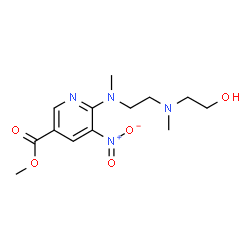 ChemSpider 2D Image | Methyl 6-[{2-[(2-hydroxyethyl)(methyl)amino]ethyl}(methyl)amino]-5-nitronicotinate | C13H20N4O5