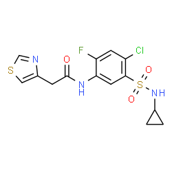 ChemSpider 2D Image | N-[4-Chloro-5-(cyclopropylsulfamoyl)-2-fluorophenyl]-2-(1,3-thiazol-4-yl)acetamide | C14H13ClFN3O3S2