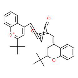 ChemSpider 2D Image | 4-{[2-(2-Methyl-2-propanyl)-4-chromeniumyl]methylene}-2-{(E)-[2-(2-methyl-2-propanyl)-4H-chromen-4-ylidene]methyl}-3-oxo-1-cyclobuten-1-olate | C32H30O4