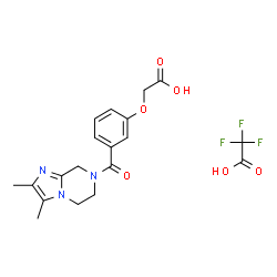 ChemSpider 2D Image | {3-[(2,3-Dimethyl-5,6-dihydroimidazo[1,2-a]pyrazin-7(8H)-yl)carbonyl]phenoxy}acetic acid trifluoroacetate (1:1) | C19H20F3N3O6