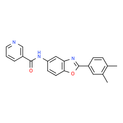 ChemSpider 2D Image | N-[2-(3,4-Dimethylphenyl)-1,3-benzoxazol-5-yl]nicotinamide | C21H17N3O2
