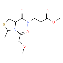 ChemSpider 2D Image | Methyl N-{[3-(methoxyacetyl)-2-methyl-1,3-thiazolidin-4-yl]carbonyl}-beta-alaninate | C12H20N2O5S