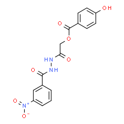 ChemSpider 2D Image | 2-[2-(3-Nitrobenzoyl)hydrazino]-2-oxoethyl 4-hydroxybenzoate | C16H13N3O7