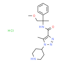ChemSpider 2D Image | N-(1-Methoxy-2-phenyl-2-propanyl)-5-methyl-1-(4-piperidinyl)-1H-1,2,3-triazole-4-carboxamide hydrochloride (1:1) | C19H28ClN5O2