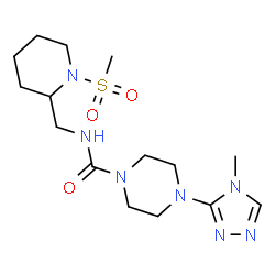 ChemSpider 2D Image | N-{[1-(Methylsulfonyl)-2-piperidinyl]methyl}-4-(4-methyl-4H-1,2,4-triazol-3-yl)-1-piperazinecarboxamide | C15H27N7O3S