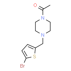 ChemSpider 2D Image | 1-{4-[(5-Bromo-2-thienyl)methyl]-1-piperazinyl}ethanone | C11H15BrN2OS