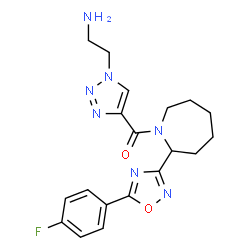 ChemSpider 2D Image | [1-(2-Aminoethyl)-1H-1,2,3-triazol-4-yl]{2-[5-(4-fluorophenyl)-1,2,4-oxadiazol-3-yl]-1-azepanyl}methanone | C19H22FN7O2