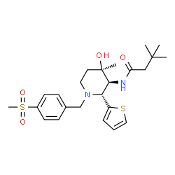 ChemSpider 2D Image | N-[(2R,3S,4R)-4-Hydroxy-4-methyl-1-[4-(methylsulfonyl)benzyl]-2-(2-thienyl)-3-piperidinyl]-3,3-dimethylbutanamide | C24H34N2O4S2