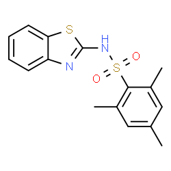 ChemSpider 2D Image | N-(1,3-Benzothiazol-2-yl)-2,4,6-trimethylbenzenesulfonamide | C16H16N2O2S2