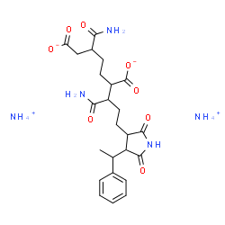 ChemSpider 2D Image | Diammonium 2-{1-amino-4-[2,5-dioxo-4-(1-phenylethyl)-3-pyrrolidinyl]-1-oxo-2-butanyl}-5-carbamoylheptanedioate | C24H37N5O8