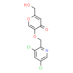 ChemSpider 2D Image | 5-[(3,5-Dichloro-2-pyridinyl)methoxy]-2-(hydroxymethyl)-4H-pyran-4-one | C12H9Cl2NO4