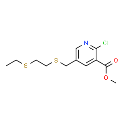 ChemSpider 2D Image | Methyl 2-chloro-5-({[2-(ethylsulfanyl)ethyl]sulfanyl}methyl)nicotinate | C12H16ClNO2S2