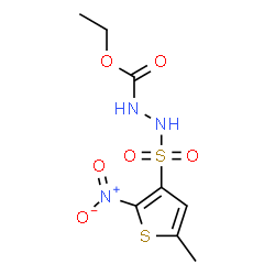 ChemSpider 2D Image | Ethyl 2-[(5-methyl-2-nitro-3-thienyl)sulfonyl]hydrazinecarboxylate | C8H11N3O6S2