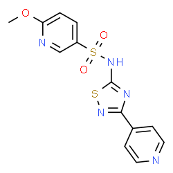 ChemSpider 2D Image | 6-Methoxy-N-[3-(4-pyridinyl)-1,2,4-thiadiazol-5-yl]-3-pyridinesulfonamide | C13H11N5O3S2