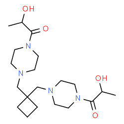 ChemSpider 2D Image | 1,1'-[1,1-Cyclobutanediylbis(methylene-4,1-piperazinediyl)]bis(2-hydroxy-1-propanone) | C20H36N4O4