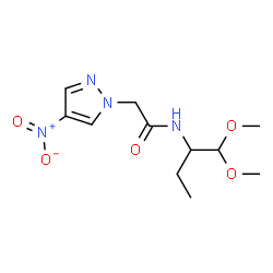 ChemSpider 2D Image | N-(1,1-Dimethoxy-2-butanyl)-2-(4-nitro-1H-pyrazol-1-yl)acetamide | C11H18N4O5