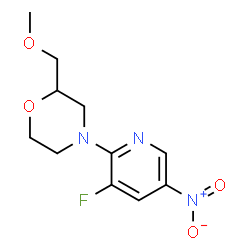 ChemSpider 2D Image | 4-(3-Fluoro-5-nitro-2-pyridinyl)-2-(methoxymethyl)morpholine | C11H14FN3O4