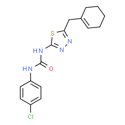 ChemSpider 2D Image | 1-(4-Chlorophenyl)-3-[5-(1-cyclohexen-1-ylmethyl)-1,3,4-thiadiazol-2-yl]urea | C16H17ClN4OS