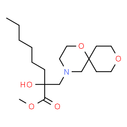 ChemSpider 2D Image | Methyl 2-(1,9-dioxa-4-azaspiro[5.5]undec-4-ylmethyl)-2-hydroxyoctanoate | C18H33NO5