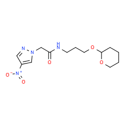 ChemSpider 2D Image | 2-(4-Nitro-1H-pyrazol-1-yl)-N-[3-(tetrahydro-2H-pyran-2-yloxy)propyl]acetamide | C13H20N4O5