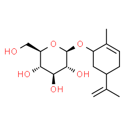 ChemSpider 2D Image | 5-Isopropenyl-2-methyl-2-cyclohexen-1-yl beta-D-glucopyranoside | C16H26O6