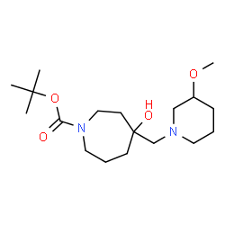 ChemSpider 2D Image | 2-Methyl-2-propanyl 4-hydroxy-4-[(3-methoxy-1-piperidinyl)methyl]-1-azepanecarboxylate | C18H34N2O4