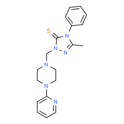 ChemSpider 2D Image | 5-Methyl-4-phenyl-2-{[4-(2-pyridinyl)-1-piperazinyl]methyl}-2,4-dihydro-3H-1,2,4-triazole-3-thione | C19H22N6S