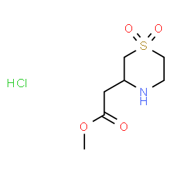 ChemSpider 2D Image | Methyl (1,1-dioxido-3-thiomorpholinyl)acetate hydrochloride (1:1) | C7H14ClNO4S