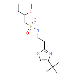 ChemSpider 2D Image | 2-Methoxy-N-{2-[4-(2-methyl-2-propanyl)-1,3-thiazol-2-yl]ethyl}-1-butanesulfonamide | C14H26N2O3S2