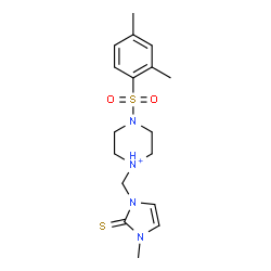 ChemSpider 2D Image | 4-[(2,4-Dimethylphenyl)sulfonyl]-1-[(3-methyl-2-thioxo-2,3-dihydro-1H-imidazol-1-yl)methyl]piperazin-1-ium | C17H25N4O2S2