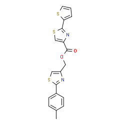 ChemSpider 2D Image | [2-(4-Methylphenyl)-1,3-thiazol-4-yl]methyl 2-(2-thienyl)-1,3-thiazole-4-carboxylate | C19H14N2O2S3