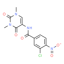 ChemSpider 2D Image | 3-Chloro-N-(1,3-dimethyl-2,4-dioxo-1,2,3,4-tetrahydro-5-pyrimidinyl)-4-nitrobenzamide | C13H11ClN4O5