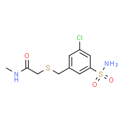 ChemSpider 2D Image | 2-[(3-Chloro-5-sulfamoylbenzyl)sulfanyl]-N-methylacetamide | C10H13ClN2O3S2