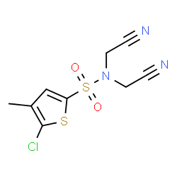 ChemSpider 2D Image | 5-Chloro-N,N-bis(cyanomethyl)-4-methyl-2-thiophenesulfonamide | C9H8ClN3O2S2