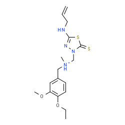 ChemSpider 2D Image | [5-(Allylamino)-2-thioxo-1,3,4-thiadiazol-3(2H)-yl]-N-(4-ethoxy-3-methoxybenzyl)-N-methylmethanaminium | C17H25N4O2S2