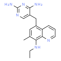 ChemSpider 2D Image | 5-{[8-(Ethylamino)-7-methyl-5-quinolinyl]methyl}-2,4-pyrimidinediamine | C17H20N6