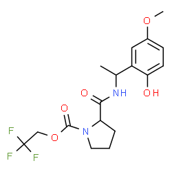ChemSpider 2D Image | 2,2,2-Trifluoroethyl 2-{[1-(2-hydroxy-5-methoxyphenyl)ethyl]carbamoyl}-1-pyrrolidinecarboxylate | C17H21F3N2O5