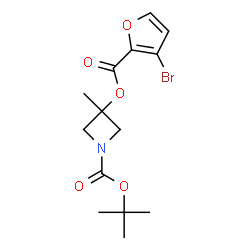 ChemSpider 2D Image | 2-Methyl-2-propanyl 3-[(3-bromo-2-furoyl)oxy]-3-methyl-1-azetidinecarboxylate | C14H18BrNO5