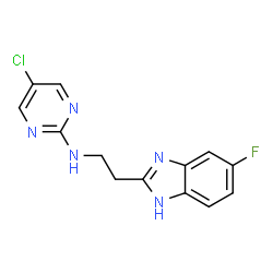 ChemSpider 2D Image | 5-Chloro-N-[2-(5-fluoro-1H-benzimidazol-2-yl)ethyl]-2-pyrimidinamine | C13H11ClFN5
