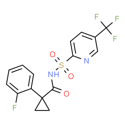 ChemSpider 2D Image | 1-(2-Fluorophenyl)-N-{[5-(trifluoromethyl)-2-pyridinyl]sulfonyl}cyclopropanecarboxamide | C16H12F4N2O3S